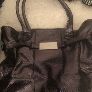 Calvin Klein metallic pewter shoulder bag
